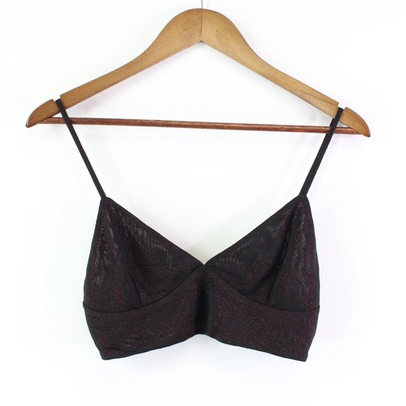 Revolve by the way. Metallic Shimmer Crop Cami Black Red Size S - Picture 2 of 7